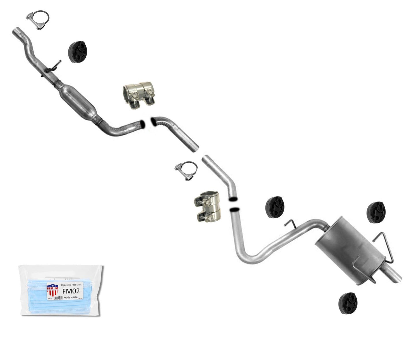 Muffler Pipe Exhaust System with Clamps for 2009-2018 Dodge Journey 2.4L