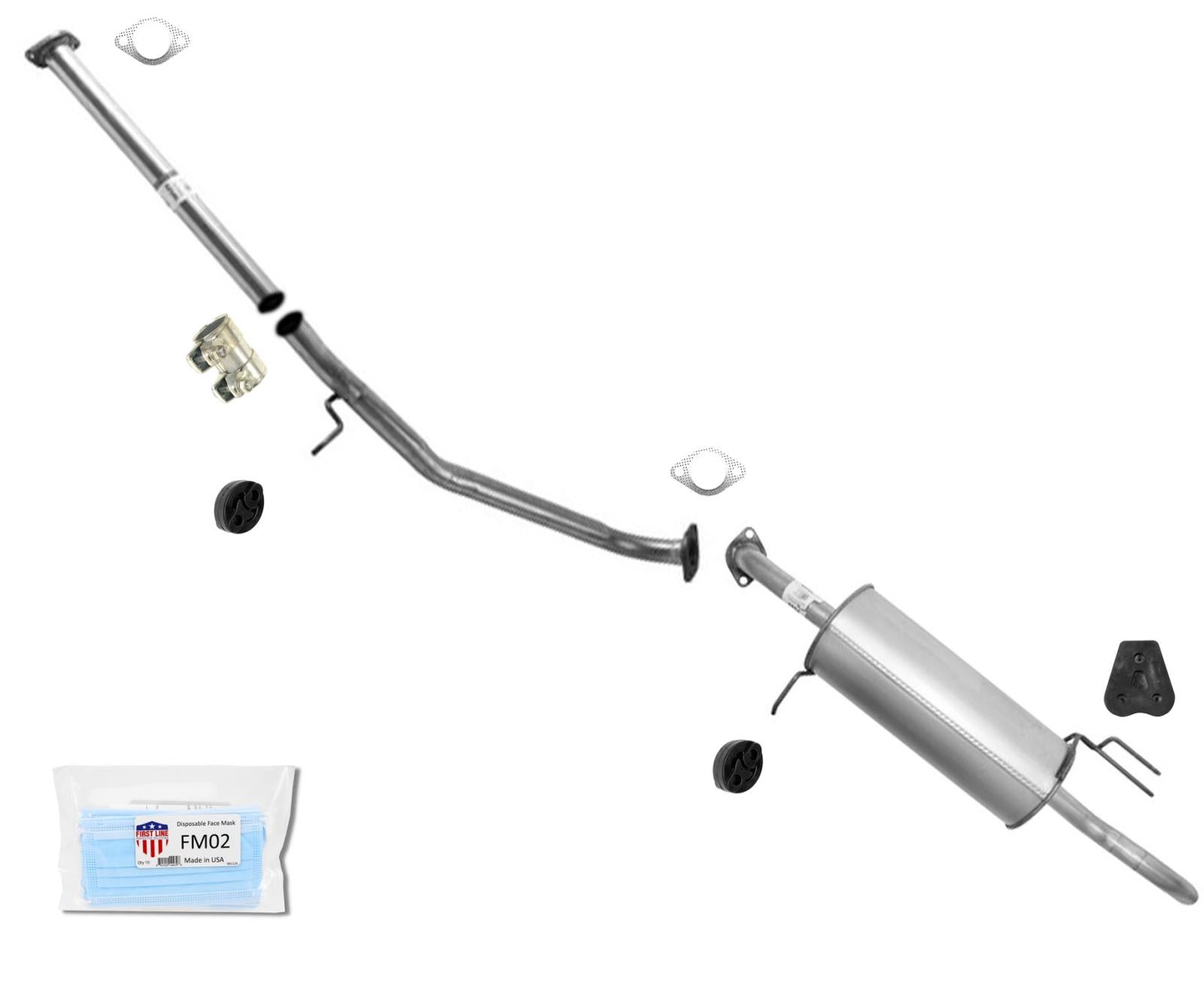 Muffler Pipe Exhaust System with Clamps for 2006-2010 Hyundai Accent 4dr Sedan