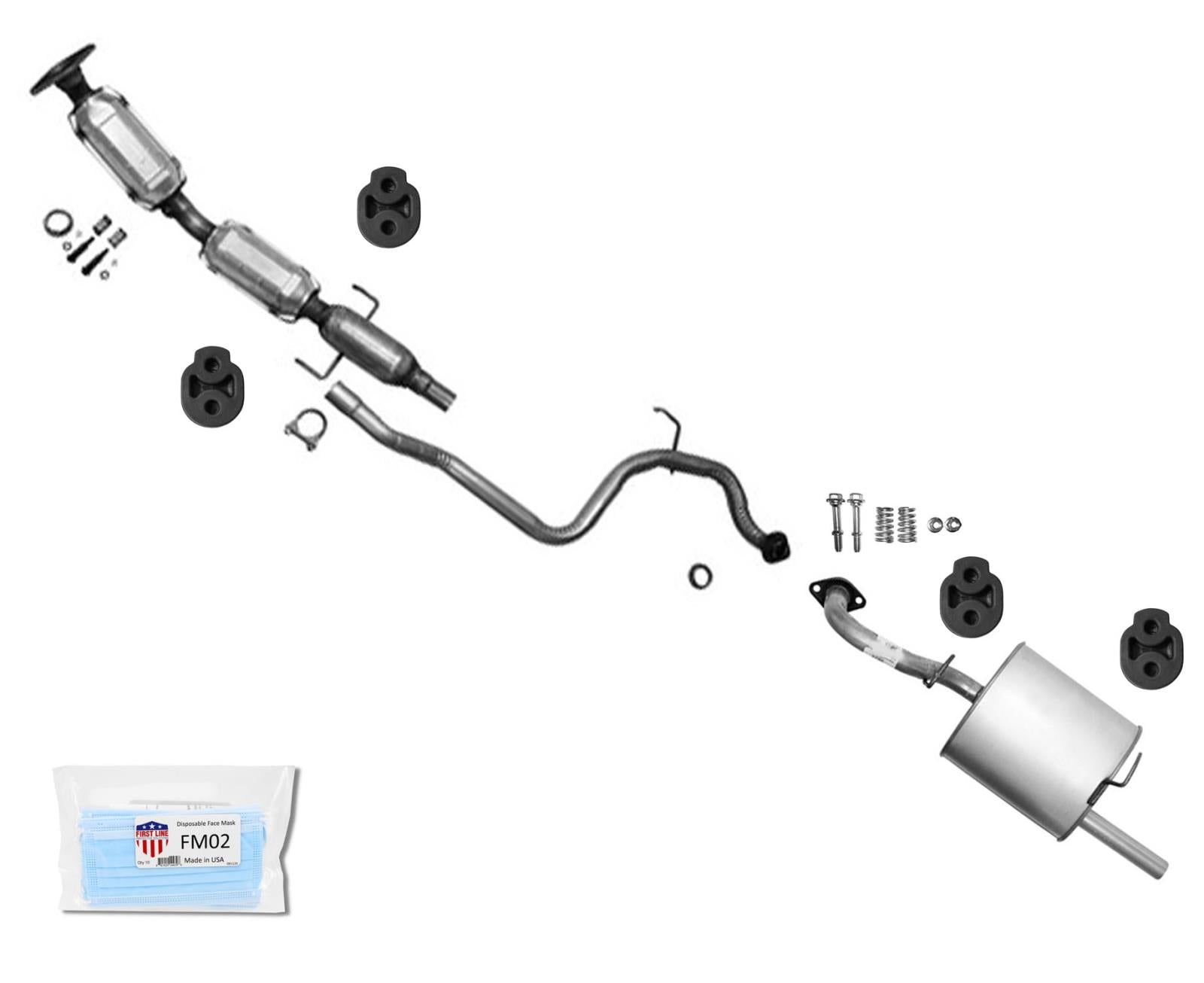 For 06-11 Yaris 1.5L Hatchback Dual Catalytic Converter Ext Pipe Muffler Exhaust