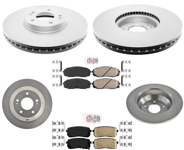 F & R Brake Disc Rotors Brake Pads with Hardware for 2015-2021 KIA Sedona