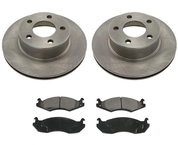 Front Brakes Disc Rotors Pads 3Pc Fits 84-89 Jeep Cherokee 4 Wheel Drive