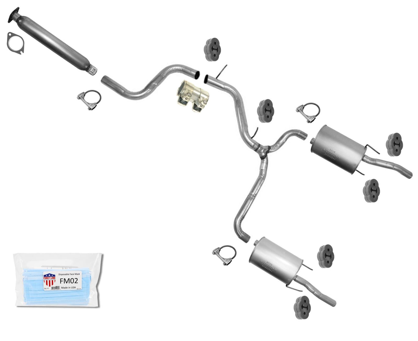 Exhaust System Resonator Pipe Dual Muffler For 2006-2011 Chevrolet Impala 3.9L