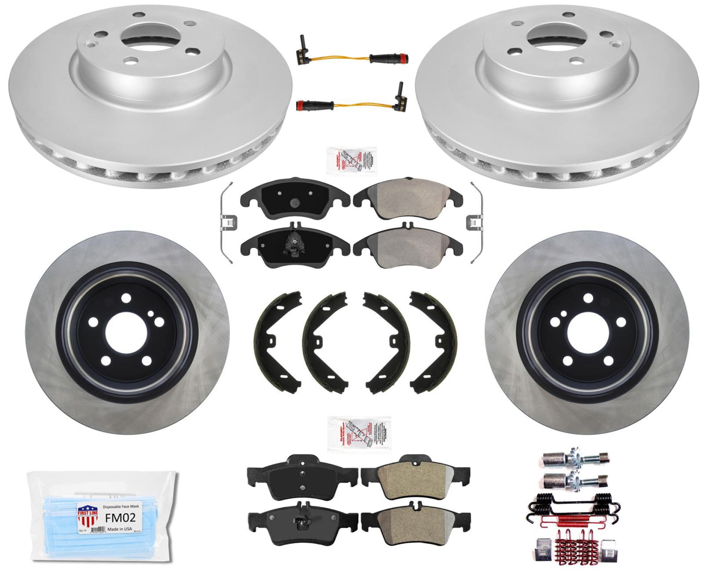Pastillas de rotores de disco de freno con alto contenido de carbono para Mercedes Benz E250 11-17 sin paquete deportivo