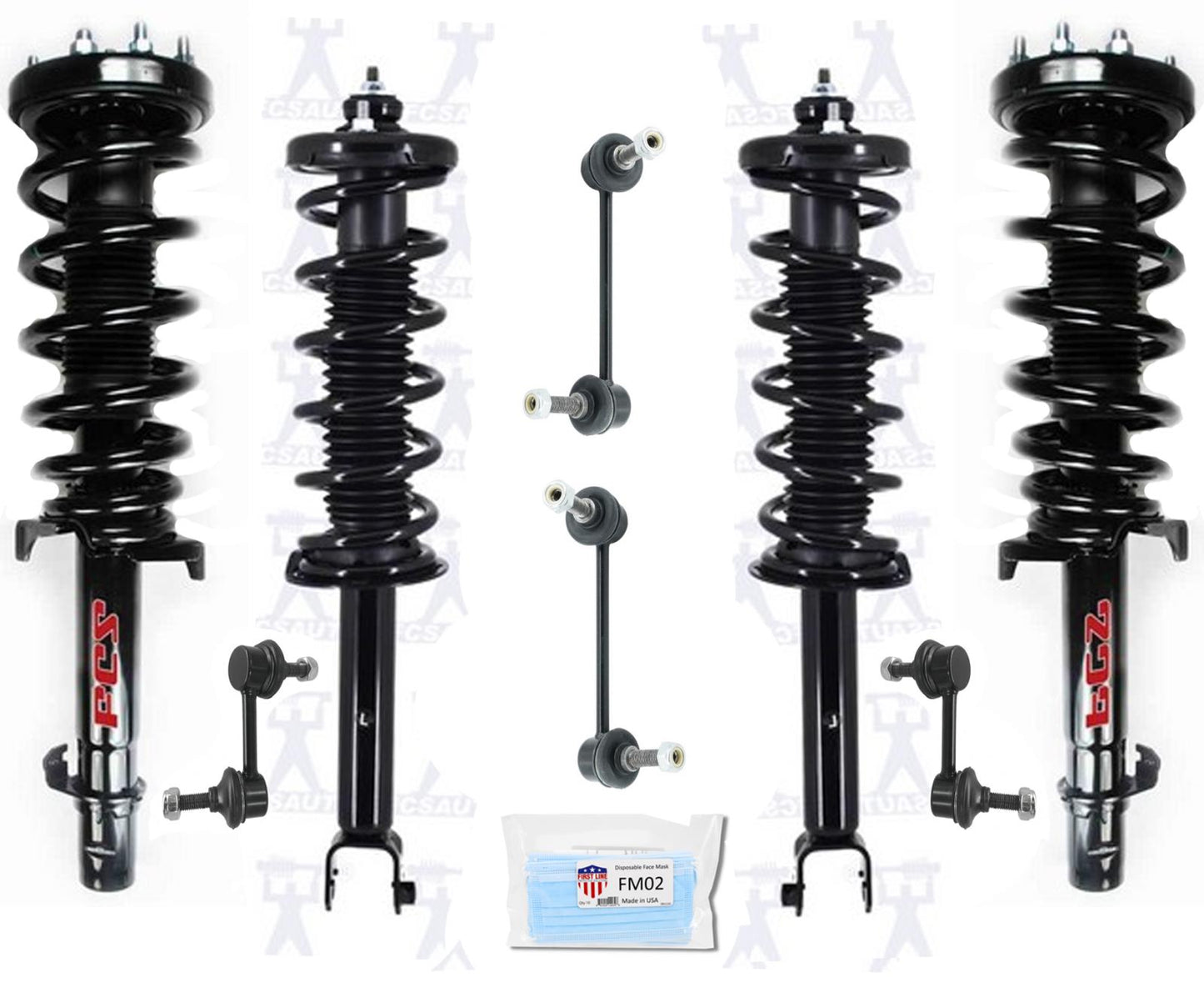 Puntales y eslabones de resorte helicoidal completos Frt Rr para tracción delantera 09-14 Acura TL