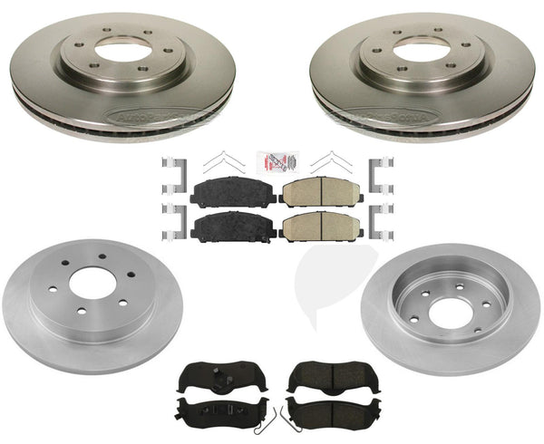 Rotores de freno delantero y trasero y pastillas de cerámica para Nissan Armada 12-15 y Titan 11-15