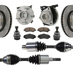 Front CV Axle Shafts Rotors Pads Hubs For 2008-2012 Liberty 3.7L 4 Wheel Drive