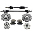 Front Axles Rotors Wheel Hubs Brake Pads for Toyota Prius 1.8L Base 2010-2015