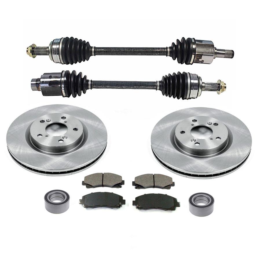 Front Axles Rotors Bearings Pads for Acura TL 3.5L 2009-2012 All Wheel Drive