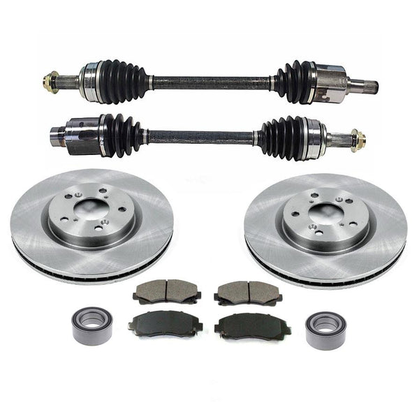 Front Axles Rotors Bearings Pads for Acura TL 3.5L 2009-2012 All Wheel Drive