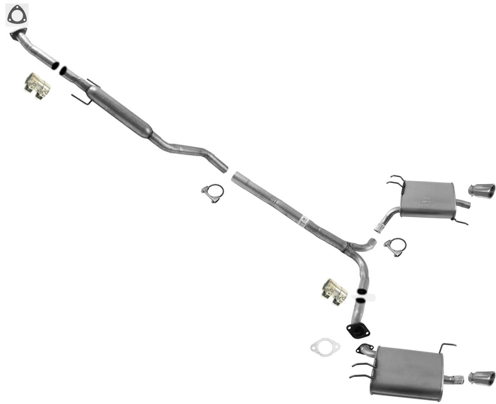 Dual Exhaust System Resonator and Mufflers For Acura TSX 2.4L 2009 2012 2014