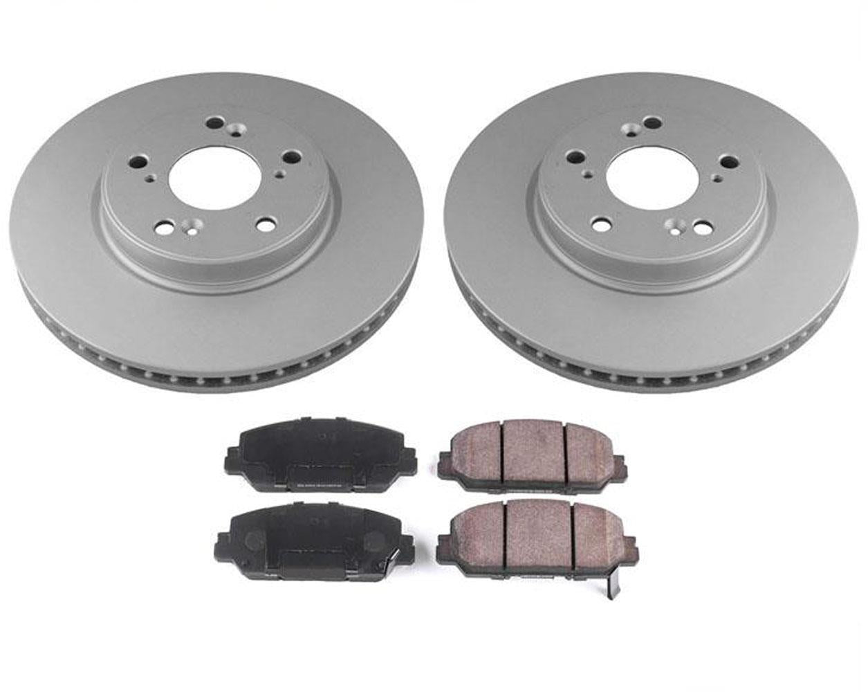 Coated Front Disc Brake Rotors and Ceramic Brake Pads for Honda CR-V 2017-2021
