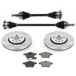 Front Axles Rotors Brake Pads for Volkswagen Jetta with 288MM Rotors 2000-2004