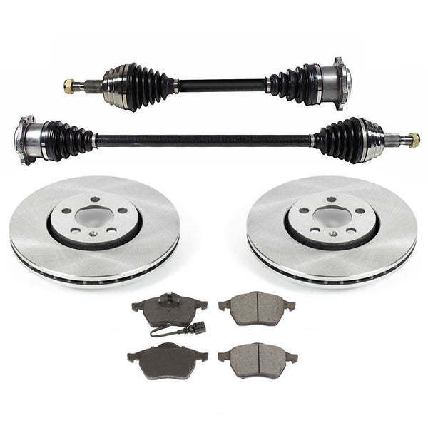 Front Axles Rotors Brake Pads for Volkswagen Jetta with 288MM Rotors 2000-2004