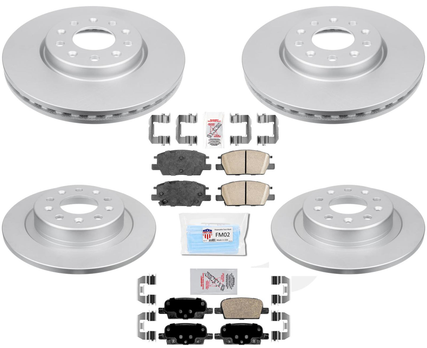 Coated Disc Brake Rotors Brake Pads for 16-21 GM Malibu W/ Manual Parking Brake