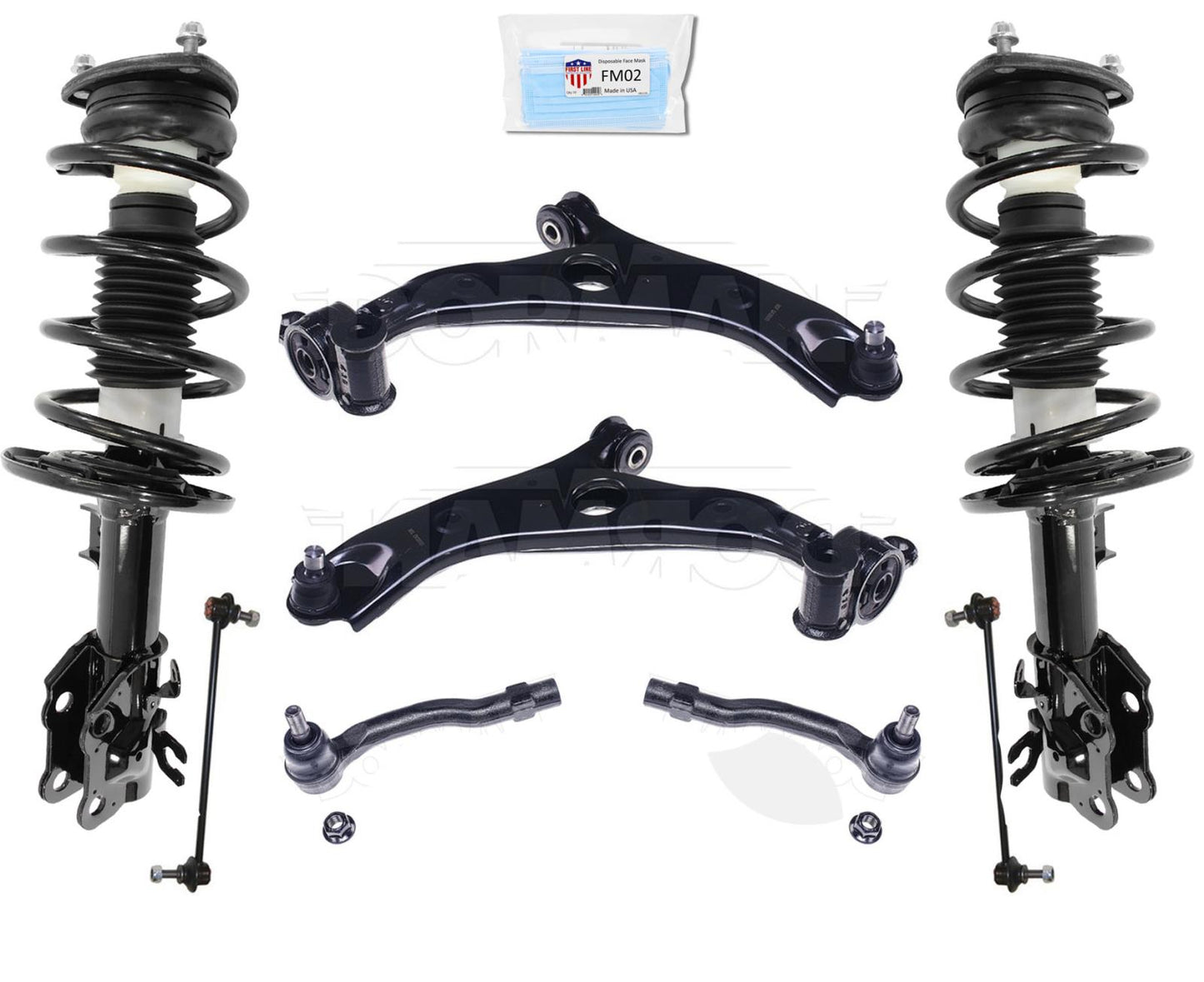 Front Complete Struts Lower Controls Arms Tie Rods Links Fits 2014-2017 Mazda 6
