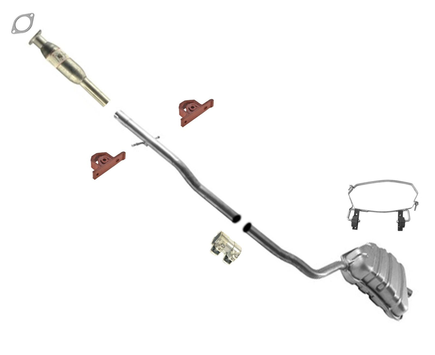 Exhaust Muffler Extension Pipe System with Gasket For 2002-2008 Mini Cooper 1.6L