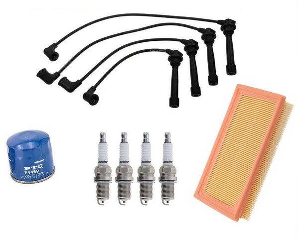 Ignition Wires Spark Plugs Air Oil Filters 7pc Kit for Hyundai Accent 1.6L 01-05