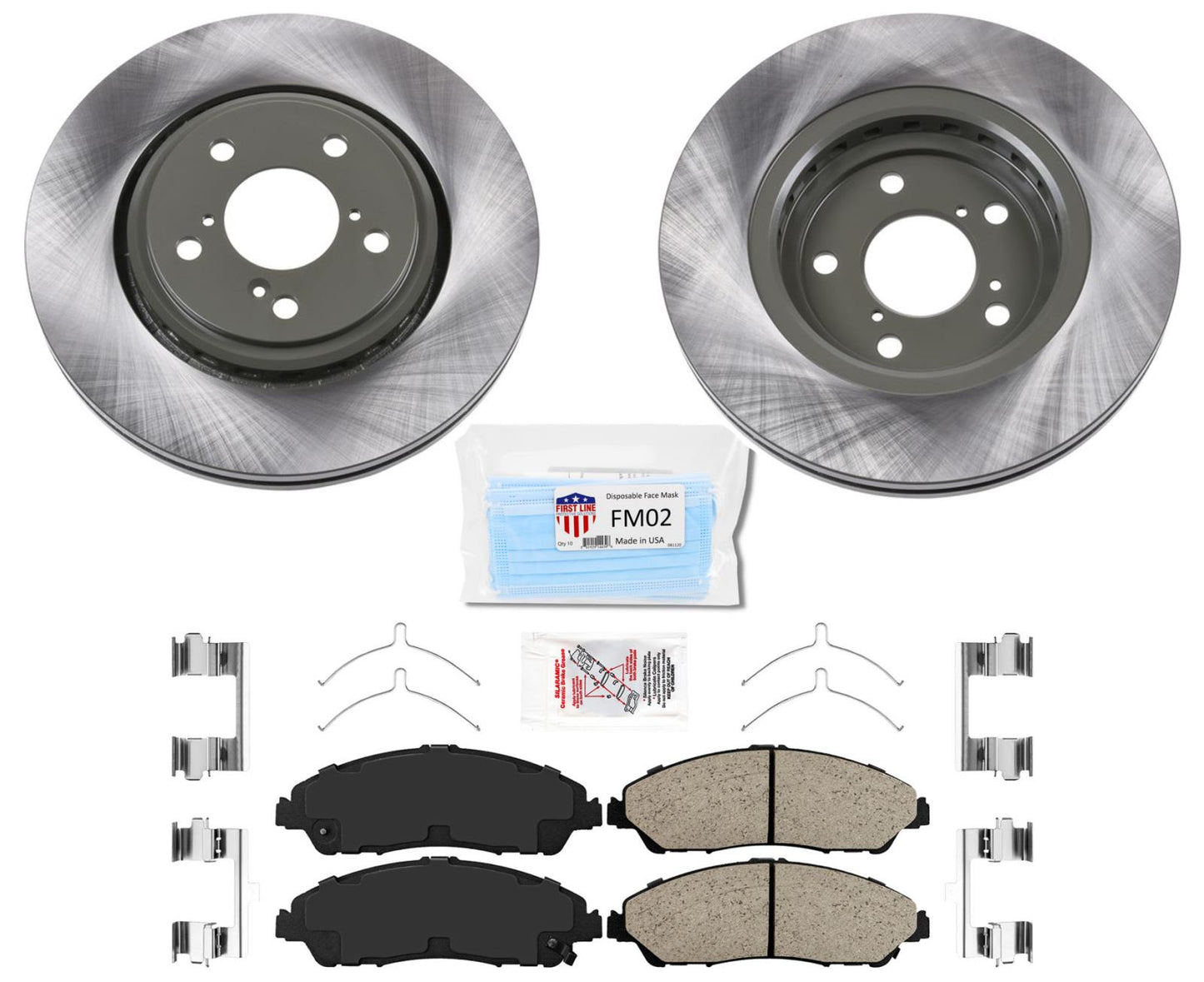 Front Coated Rotor Brake Rotors & Ceramic Brake Pads For 2017-2020 Acura MDX