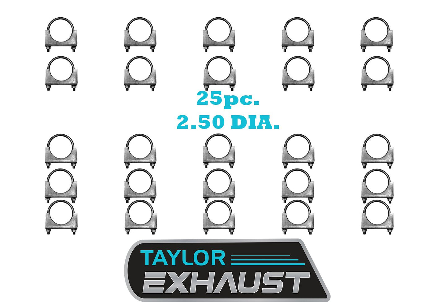 2.5" U-Bolt Exhaust Clamp Heavy Duty BOX of 25 Saddle Style 35414