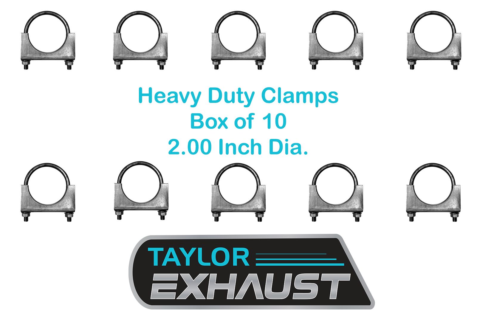 2" U-Bolt Exhaust Clamp Heavy Duty BOX of 10 Saddle Style m200 35408 33200
