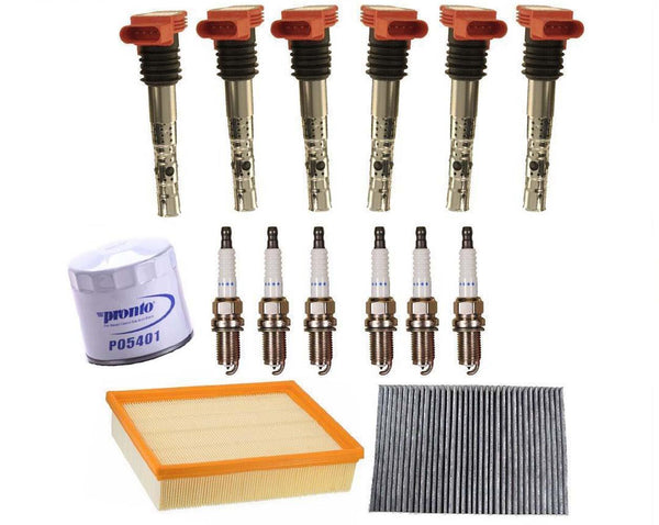 Ignition Coils Spark Plugs Air Cabin & Oil Filters for Audi A6 3.0L 2002-2004