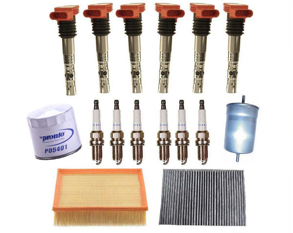 Ignition Coils Spark Plugs Air Oil Gas & Cabin Filters for Audi 3.0L A4 02-06