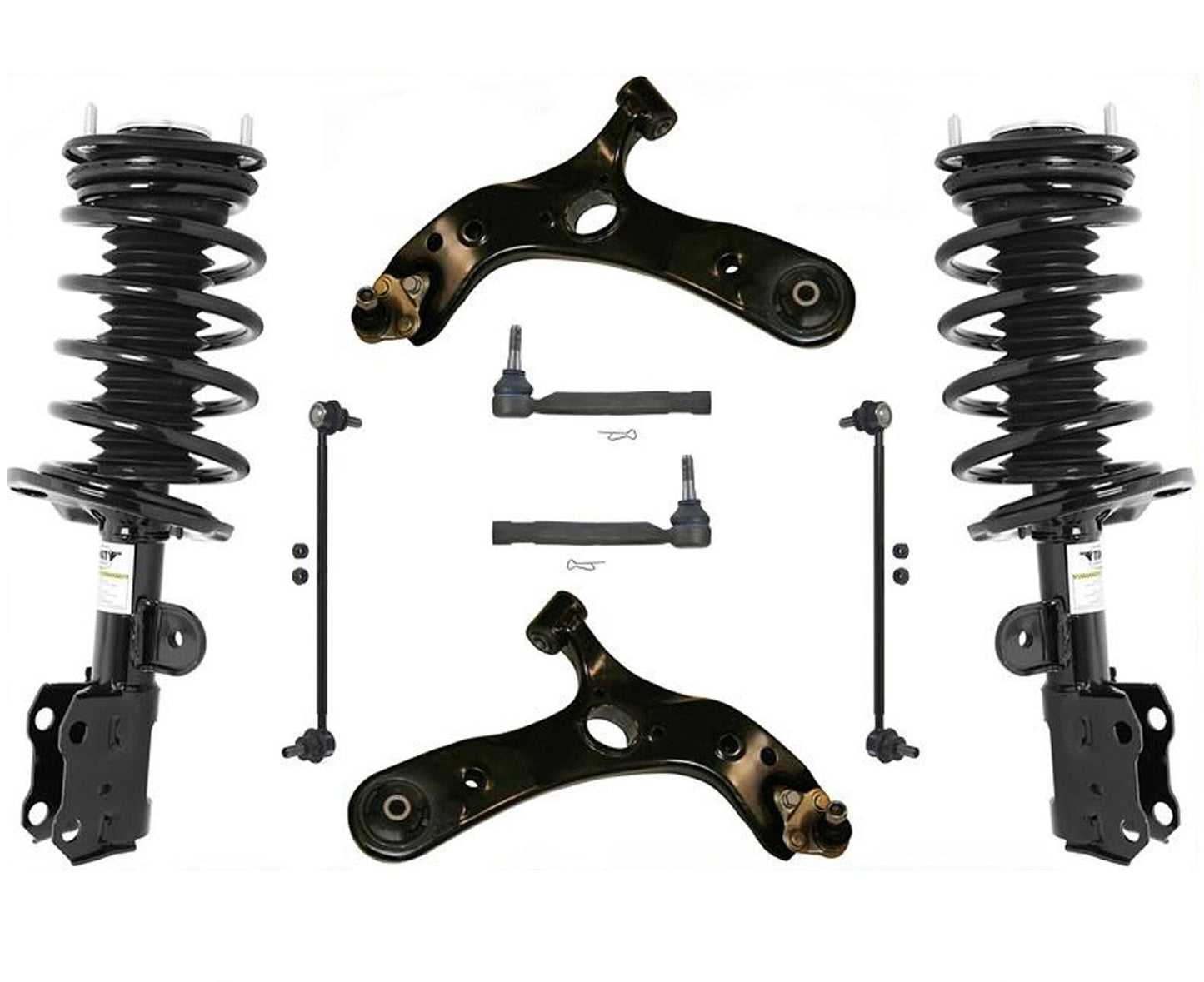 Front Complete Struts Lower Control Arms Tie Rods Links Fits Toyota Prius 10-15