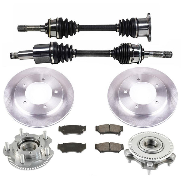 Front Axles Rotors Wheel Hub Bearing & Brake Pads for Chevrolet Tracker 01-04