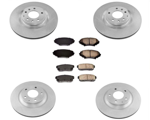 Front & Rear Disc Brake Rotors + Ceramic Brake Pads for Mazda RX8 2009-2011