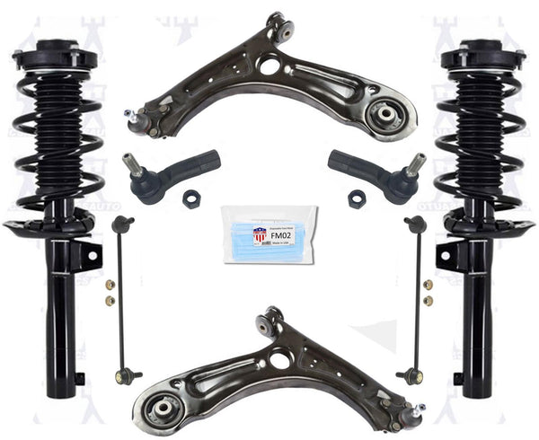 For Volkswagen Jetta Sedan 11-14 Control Arms Ball Jt Tie Rod Coil Spring Struts