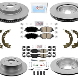 Coated Rotor Brake Rotors & Ceramic Brake Pads For 2020-2021 Toyota Camry 2.5L