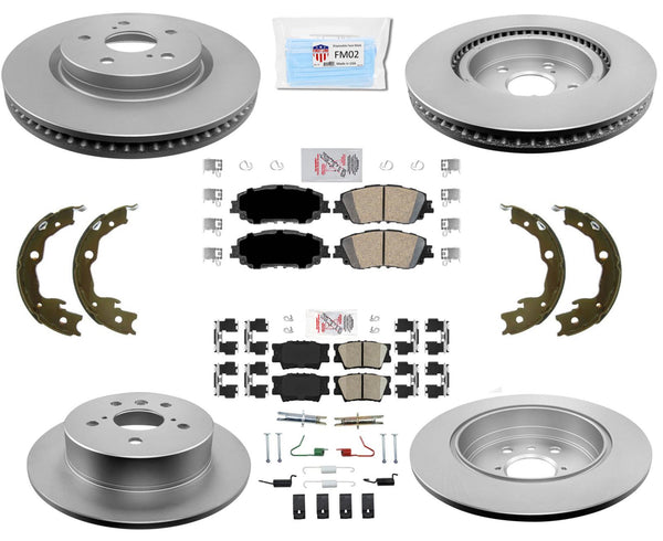 Coated Rotor Brake Rotors & Ceramic Brake Pads For 2020-2021 Toyota Camry 2.5L