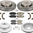 Front & Rear Brake Rotors & Brake Pads Brake Shoes Fits Infiniti FX35 2006-2008