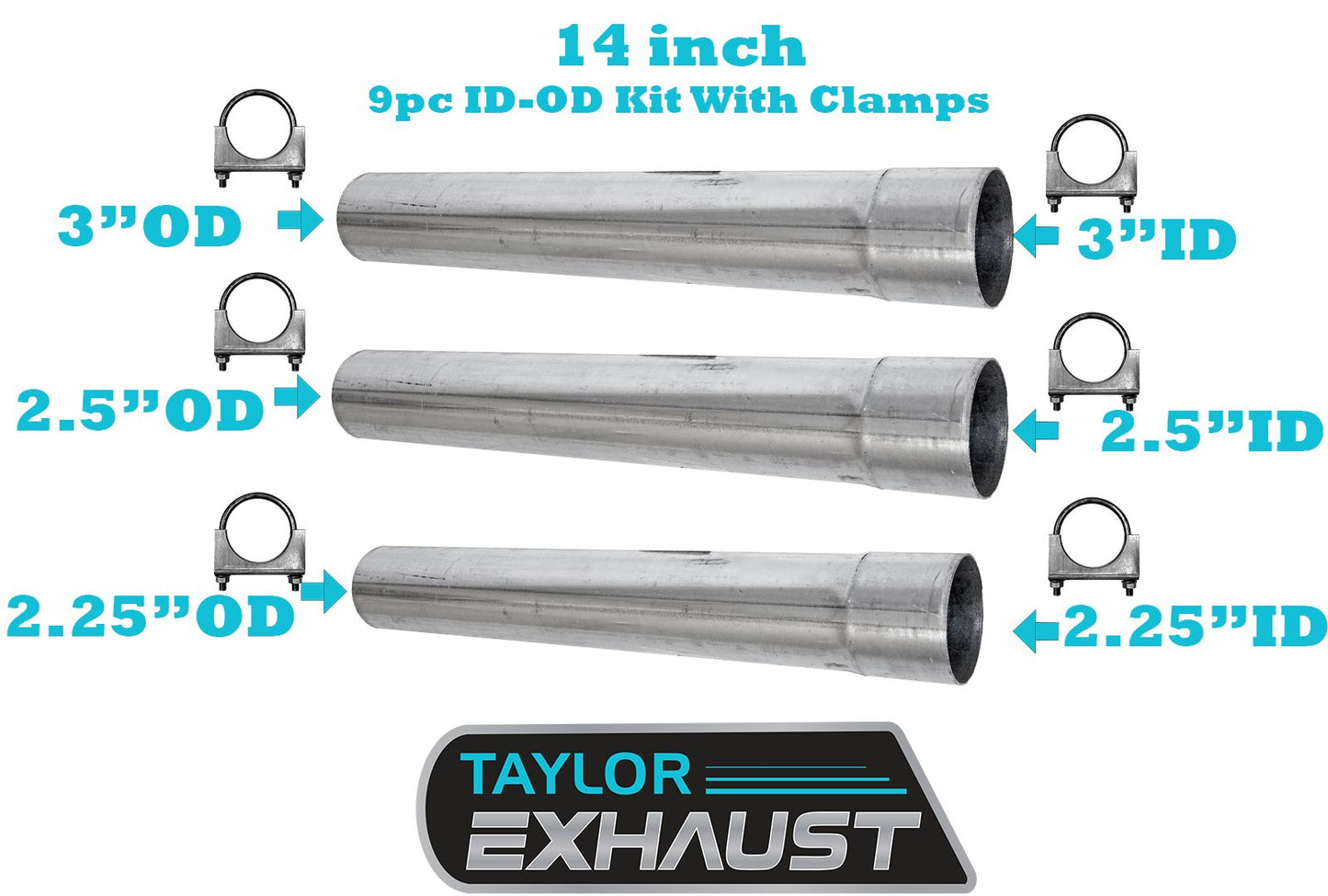 ID/OD Custom Exhaust Straight Pipe Kit, 2.25ID/OD 2.5ID/OD 3.ID/OD