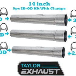 ID/OD Custom Exhaust Straight Pipe Kit, 2.25ID/OD 2.5ID/OD 3.ID/OD