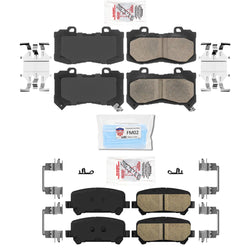 AmeriBrakes Front Rear Ceramic Pads w hardware for 2015-2020 Chevrolet Colorado