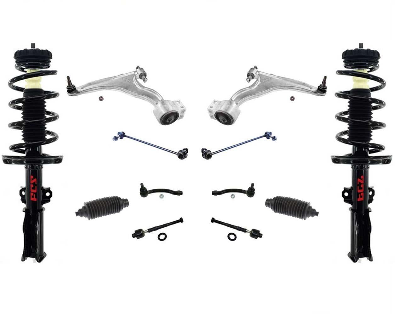 Puntales de resorte helicoidal, brazo de control, varillas de rótula para Cadillac SRX 2010-2016, 12 piezas