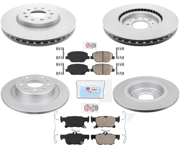 Front Rear Coated Disc Brake Rotors for 2016-2020 All Wheel Drive Buick Envision