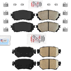 Front & Rear Ameri Brake Ceramic Pads with Hardware for 2016-2021 Mazda 6