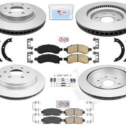 Front & Rear Disc Brake Coated Rotors Ceramic & Brake Pads Fits 07-16 GMC Acadia