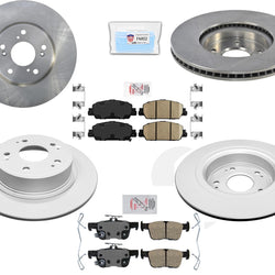 Front & Rear Coated Brake Rotors & Brake Pads Fits 2018-2022 Honda Accord EX