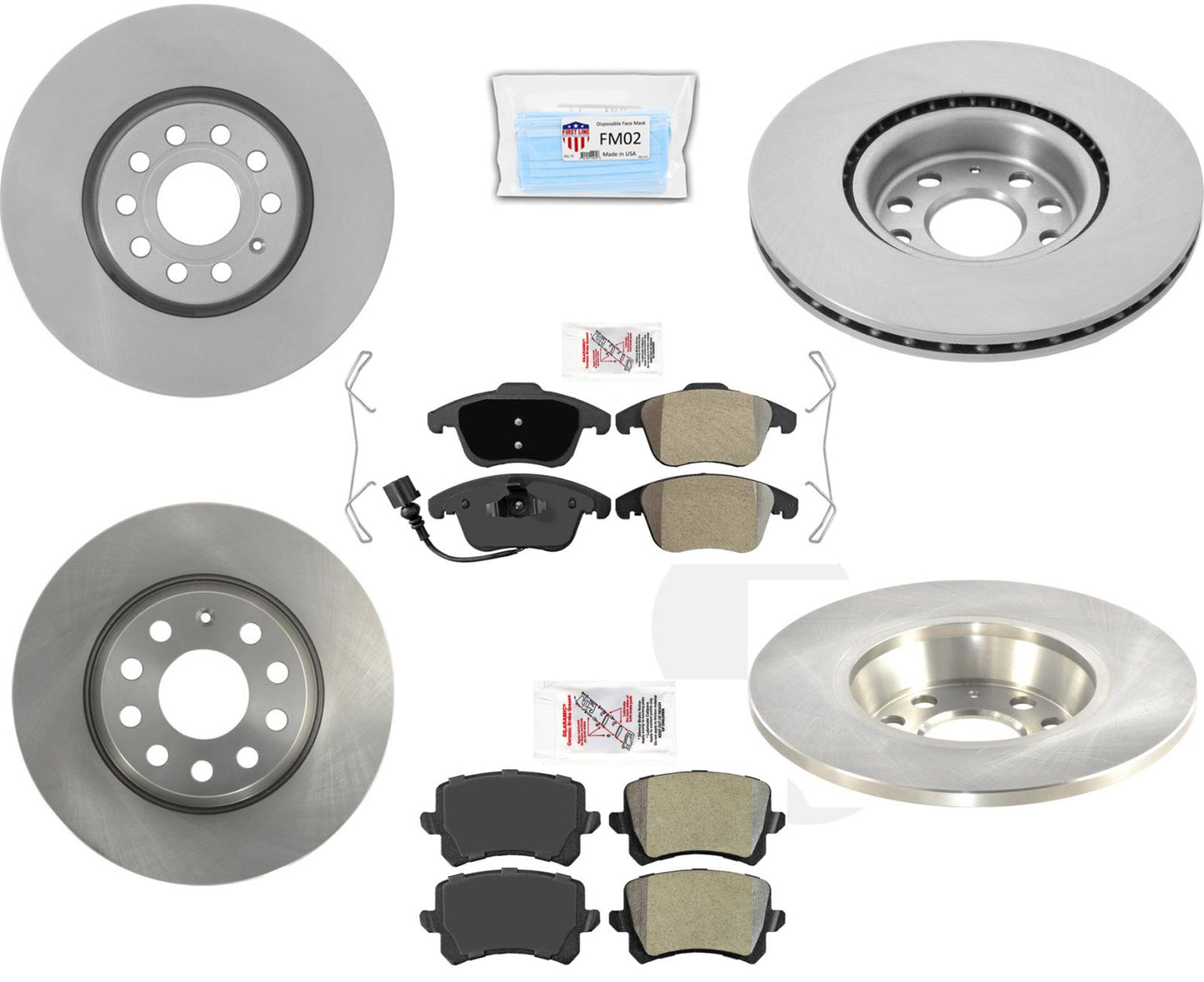 Rotores de freno delanteros y traseros pastillas de freno metálicas OE para Volkswagen Tiguan 2009-2017