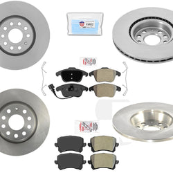F&R Disc Brake Rotors OE Metallic Brake Pads for Volkswagen Tiguan 2009-2017