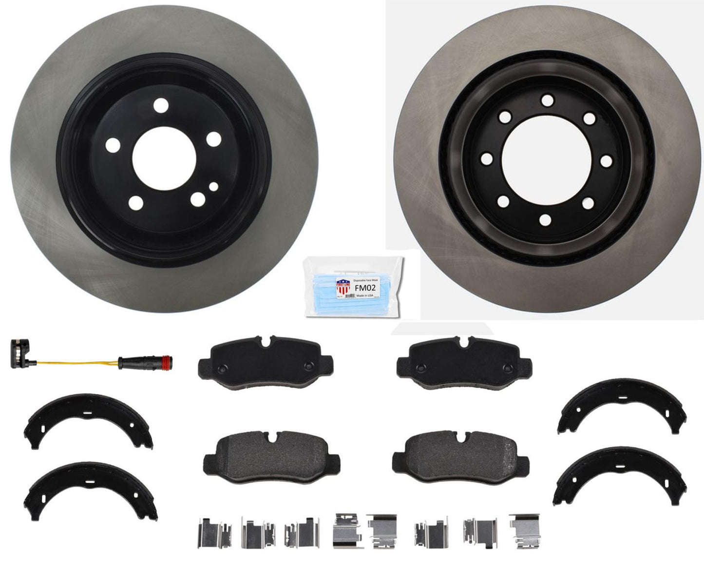 Pastillas de rotores de freno de disco R con alto contenido de carbono con herrajes para Mercedes Benz Metris 16-21