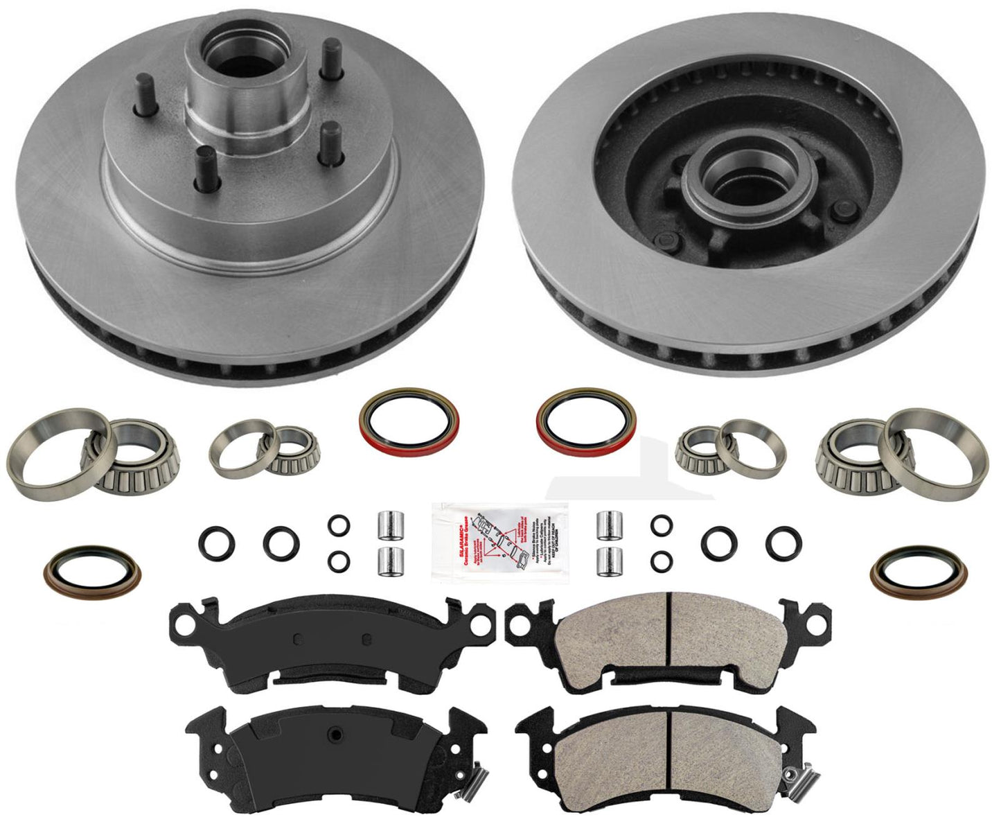 AmeriBRAKES Pastillas metálicas y rotores de freno de disco para Chevrolet G10 Van 1975-1992