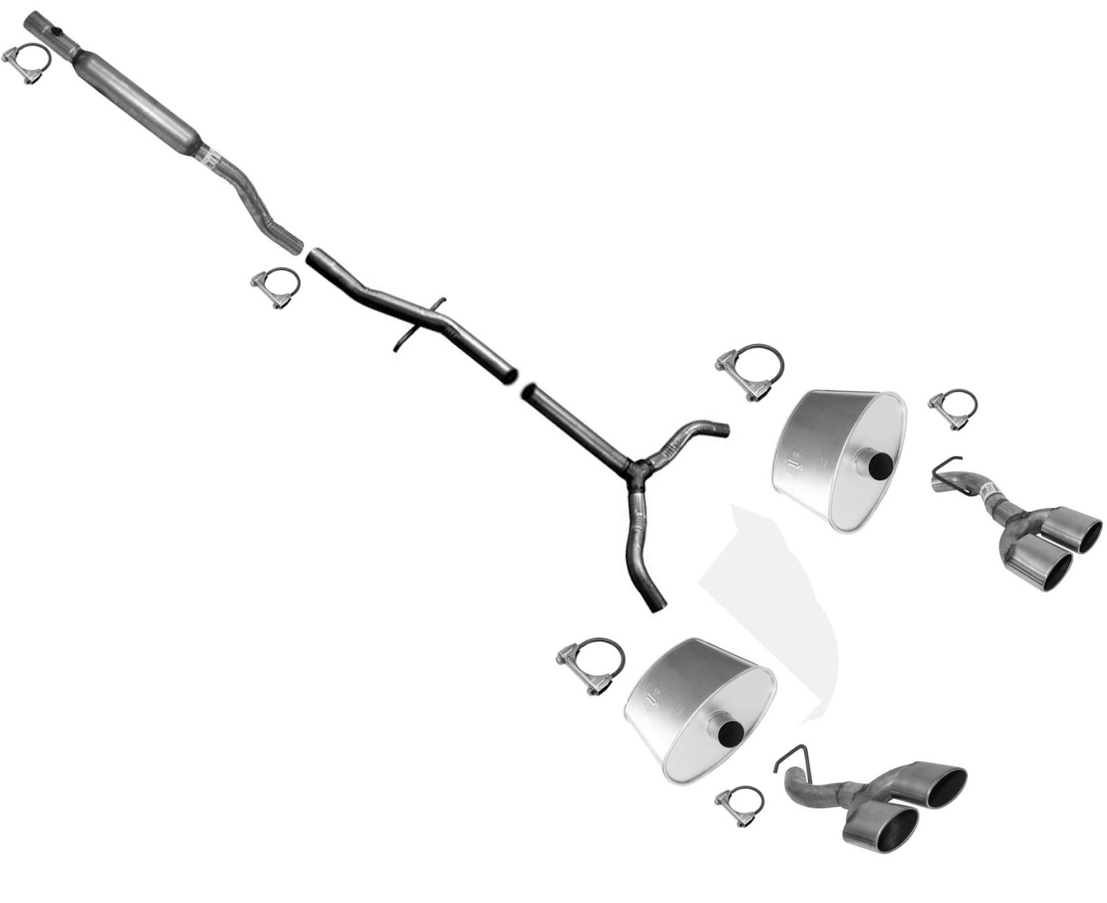 Sistema de tubo de escape de doble silenciador fabricado en Estados Unidos para Cadillac DTS 4.6 2006-2011.