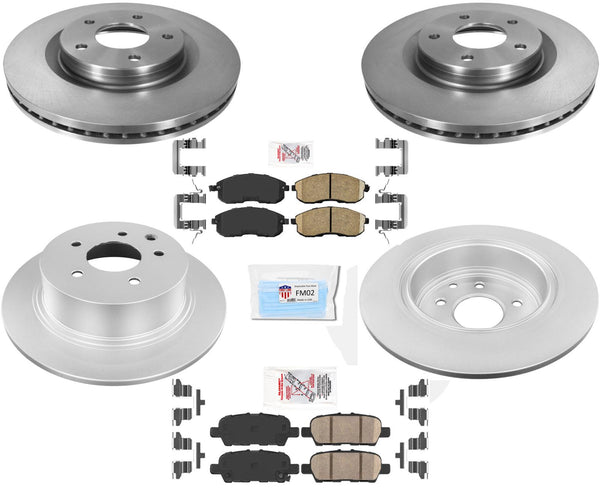 Front & Rear Coated Brake Rotors Pads Hardware Fits 2011-2017 Nissan Juke S SV