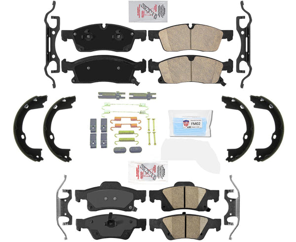 Ceramic Brake Pads Hardware Parking Shoe Fits for 16-20 Jeep Grand Cherokee 5.7L