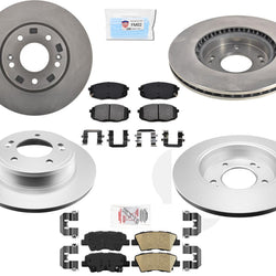 Front & Rear Coated Disc Brake Rotors Pads Hardware Fits 2019-2021 Kia Forte