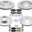 Front & Rear Coated Disc Brake Rotors Pads Hardware Fits For 2014-2016 KIA Soul